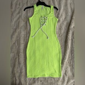 Neone green highlighter dress.